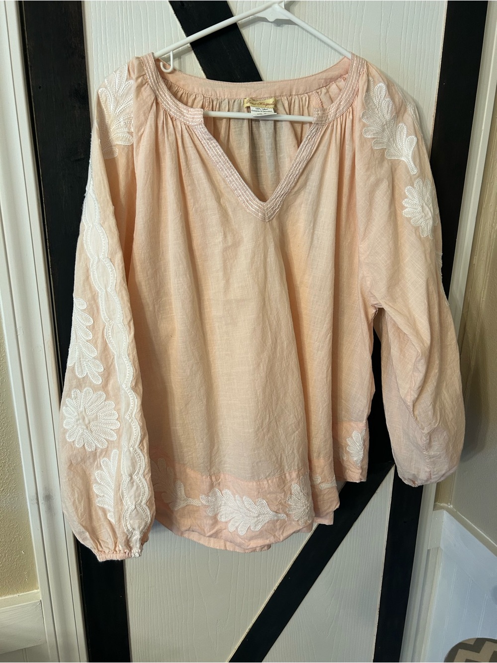 Magnolia Blush Pink Cotton Peasant Top